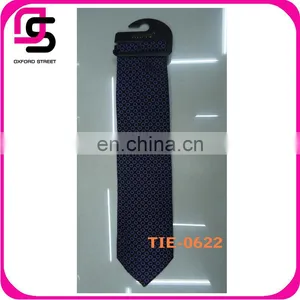 2014 Latest Fashion Design Dot Printed Blue Silk Tie for Men thumbnail-1
