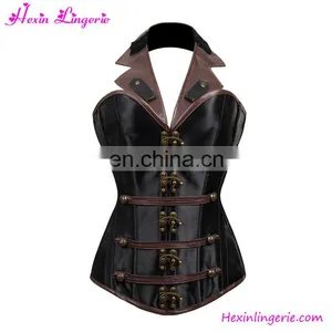 12 Boned Lace Up Brass Clasps Steampunk Overbust Full Body Corset thumbnail-1