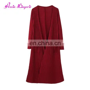 Custom Service Wine Long Sleeve Knitting Fahion Women Blouse Tops thumbnail-1