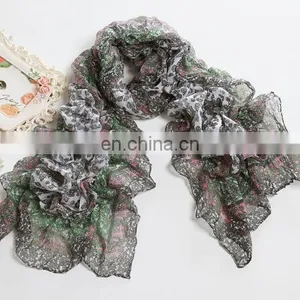 2015 Newest Style Fashion Design Polyester Voile Pleating Shawl(WX025FL) thumbnail-1