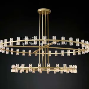 Luxury New Design Gold Iron Circle Chandelier With Crystal Lampshade thumbnail-2