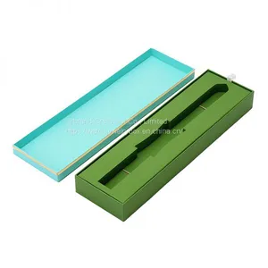 Wholesale Luxury Gift Paper Watch Box Custom Logo Green Soft Touch Paper Watch Box Long Shape thumbnail-1
