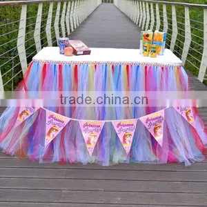Hot Sale New Customized Tutu Tableware Tulle Table Skirt Party Wedding Decorations Gift SD103 thumbnail-6