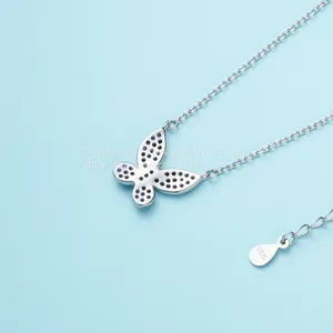 925 Sterling Silver Necklace Inlaid Red Ruby Corundum Personality Butterfly Necklace Chain Women's Silver Jewelry thumbnail-2