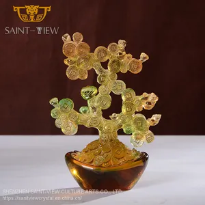 Liuli Crystal Chinese Feng Shui Lucky Fortune Money Tree Craft thumbnail-4
