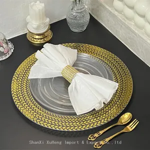 Gold Rimmed Transparent Clear Plastic Charger Plate For Wedding thumbnail-2