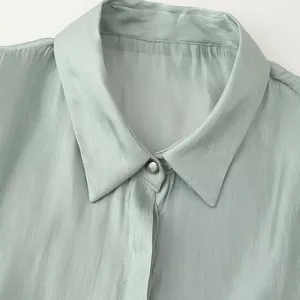 New Style Women's Clothing: Classic Butterfly Knot Embellished Shiny Effect Blouse thumbnail-3
