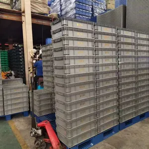 Plastic Logistics Box, Factory Circulation and Turnover Box, Box With Iron Handle, Can be Stacked on Top of Each Other thumbnail-1