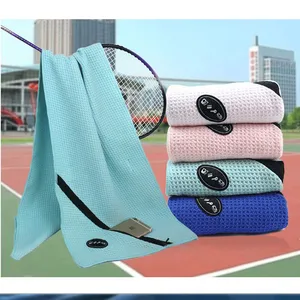 Microfiber Waffle Weave Sports Towel With Pocket thumbnail-1