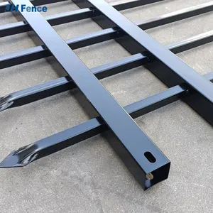 Black Metal Steel Picket Fence Panel for Outdoor Garden Security Trellis & Gates thumbnail-3