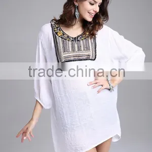 Ladies Large Size Neckline Beaded / Embroidered Blouse for Women thumbnail-5