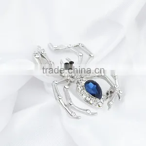 Blue Crystal Brooch Rhinstone Silver Animal Spider Brooch Personality Brooch thumbnail-4