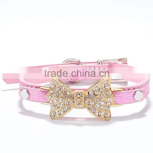 Wholesale Serpentine Pet Collar Diamond Gold Bowknot Pet Collar thumbnail-4