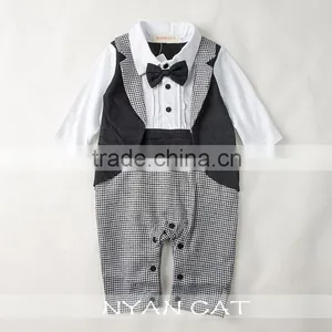 2016 Hot Sale Spring & Autumn Kids Clothes Gentleman Organic Cotton Fake 2pcs Jumpsuits 2 Color Handsome Boy Kids Rompers thumbnail-4
