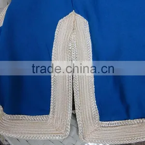 the Newest Short Sleeves Maxi Dress With From Front to Hem Rope Embroidery thumbnail-5