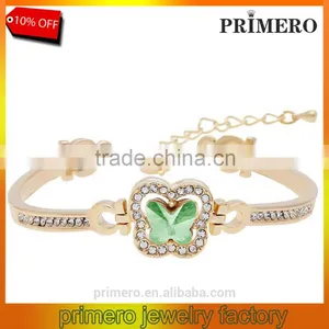 Austria Crystal Rhinestone Gold Charm Bracelets Elegant Butterfly Bangle For Women thumbnail-1