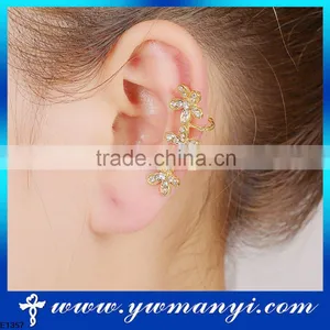 Flower Shape Rhinestone Cuff Clip Golden Ear Clip Fashion Jewelry E1357 thumbnail-1