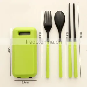 Practical 3 Pieces Pack Green Plastic Kitchenware Kid's Flatware Sets thumbnail-6