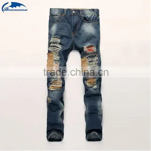 Patchwork Designer High Quality Patched Jeans Ripped Men Rock Men Jeans Hip Hop Jeans Denim Pants thumbnail-1