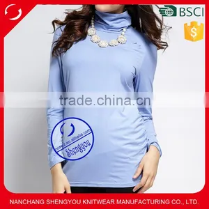 Custom Spandex Cotton Turtleneck Maternity Tshirt thumbnail-1