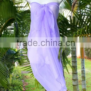 Sheer Pareo Solid Color Sarong Chiffon Material 100*180cm Pareo Sarong thumbnail-1