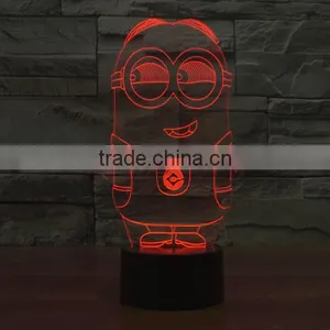 Home Decoration LED Night Light Lamp 3D Illusion for Children Baby Bedroom,Despicable Me Minions Shape Christmas Gift thumbnail-6
