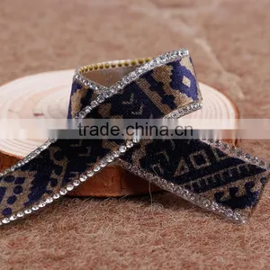 Printing Design Velvet Ribbon Rhinestone Chain Trimmings For Dresses thumbnail-1