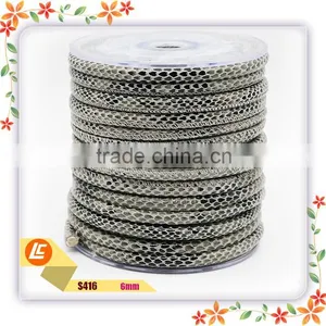 2016 Luxury Gray Natural Stitching Python Leather Cord 6mm thumbnail-1