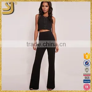 Custom Hot Sexy Slimming Women Stretch Pants, New Arrival Women Black Flared Trousers thumbnail-1