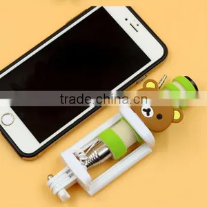 Fashion Cartoon Mini Selfie Stick Wired Remote Holder Phone Monopod Paul Teddy Doraemon thumbnail-4