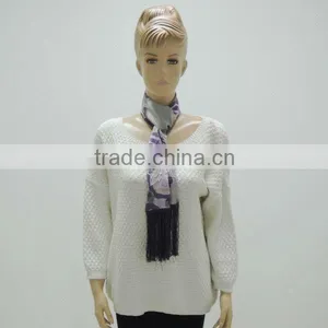 TYS123 2014 Fashion Women's Polychromatic 100%SOIE Embroider Flower Pattern Scarf With Tassels thumbnail-1