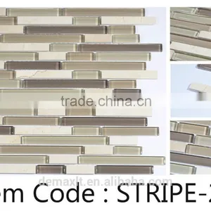 Fashionable Strip Brown Glass Mosaic Dark Brown Mixed Color thumbnail-5
