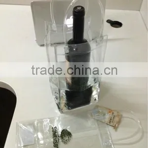 Transparent Pvc Plastic Wine Cooler Ice Handle Bags thumbnail-1