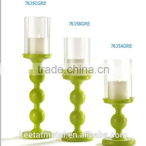 Cold Rolled Steel Metal Hurricane With Clear Glass And Color Stand thumbnail-4