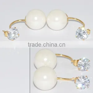 Fashion Stainless Steel Pearl Earring With Diamond Jewellery thumbnail-1