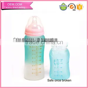 BPA Free Safety Insulating Baby Glass Milk Feeding Bottle With Heat Discoloration Silicone Sleeve thumbnail-3