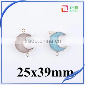 Necklace Pendant Moon Shape Druzy Stone Charms&pendants Natural Gemstone for Handmake DIY thumbnail-1