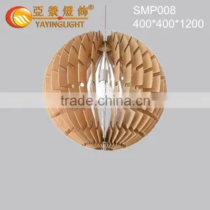 Artistic Wooden Pendant Lamp Lantern Shape Hanging Light for Hotel Lobby,Creative Wood Pendant Lamp thumbnail-1