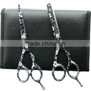 Hairdressing Barber Salon Scissors, Thinning Scissors Set 5.5". Lily Pattern thumbnail-1
