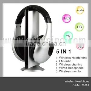 5 in 1 Wireless Headphone With FM Radio + Wireless Chatting+ Wireless Monitor (OS - MH2001A) thumbnail-1