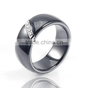 Stainless Steel Ceramic Micro-setting cz Diamond New Coming Design Black Simple Ring Jewelry thumbnail-2