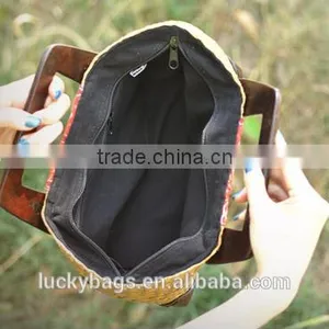 Embroidery Straw Bags New Arrival Fashion Women Handbag Plastic Handle Cute Straw Bag thumbnail-3