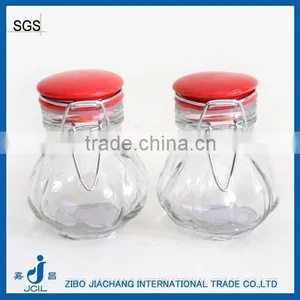 Clear Clip Top Spice Condeiment Glass Jars With Red Ceramic Lid thumbnail-1