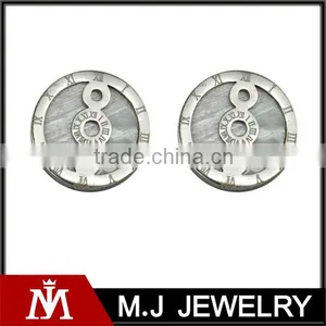 2016 New Design Unisex Stainless Steel Roman Earrings Scale Silver Jewelry thumbnail-1