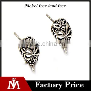 Europe Silver Stainless Steel Casting Skull Stud Earrings Punk Mens Jewelry Hot Sale thumbnail-1