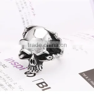 2016 Custom Design Gothic 316L Titanium Steel Devil Skull Ring thumbnail-6