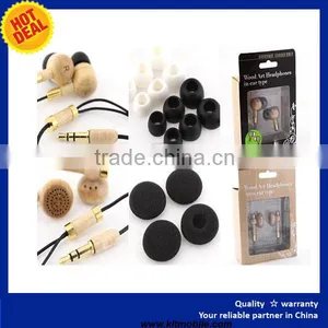 Wooden Earbuds With Mic 3.5mm Universal 1.3M Cable Earphones thumbnail-4