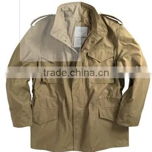 Men's Cotton Plolyester Canavas With Lining Black Military M-65 Field Jacket Coat thumbnail-2