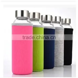 Top Level Quality Stylish Environmental Borosilicate Glass Water Bottle With Colorful Sleeve 280ml/360ml/550ml thumbnail-3