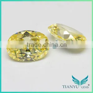 Free Sample Gemstone Wholesale Oval Cut Raw Cubic Zirconia,Synthetic Light Lellow Stone thumbnail-4